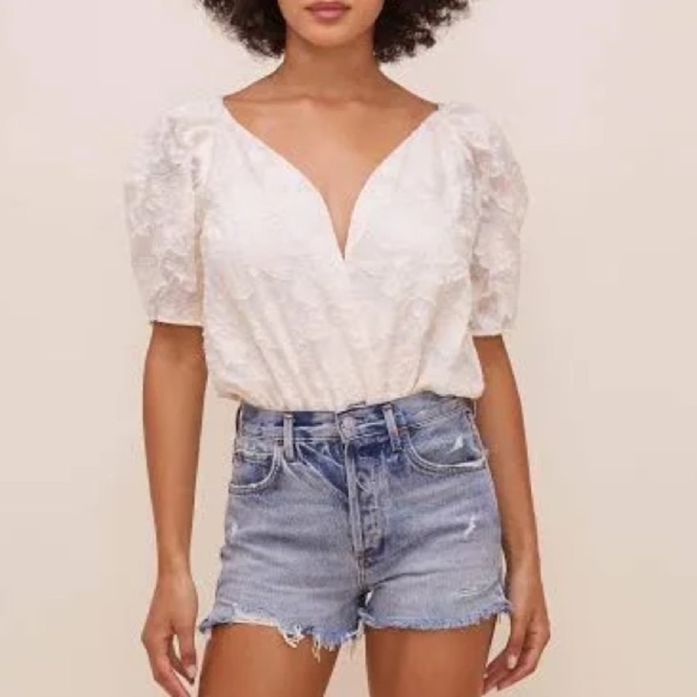 ASTR the Label Colby Floral Jacquard Bodysuit Size S